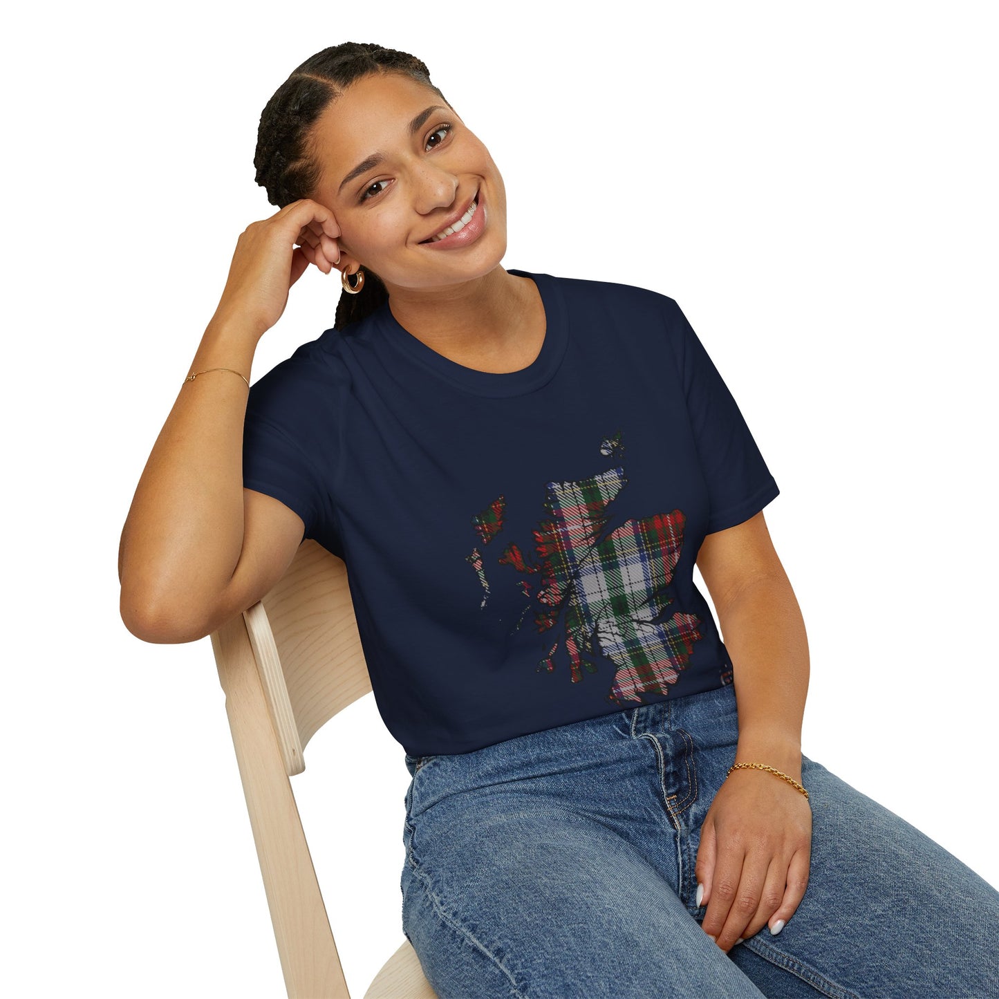 Tartan Scotland Map Softstyle Unisex T-Shirt - Stewart Tartan Tee