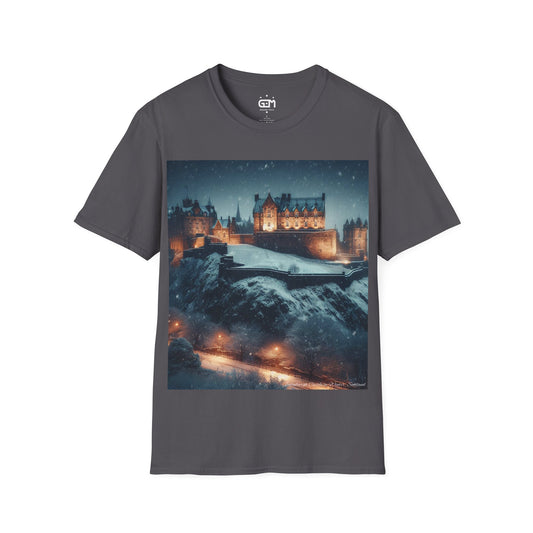 Edinburgh Castle in Winter Softstyle T-Shirt, Unisex Tee, Scotland Shirt, Scottish Landmark, Nature, Scenery, Various Colours