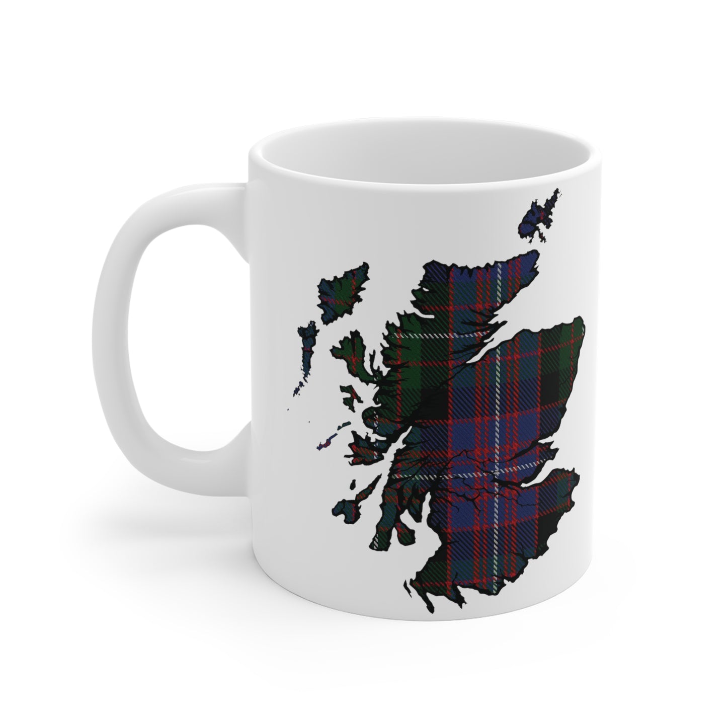 Scotland Tartan Map Mug - Rankin Tartan, Various Sizes