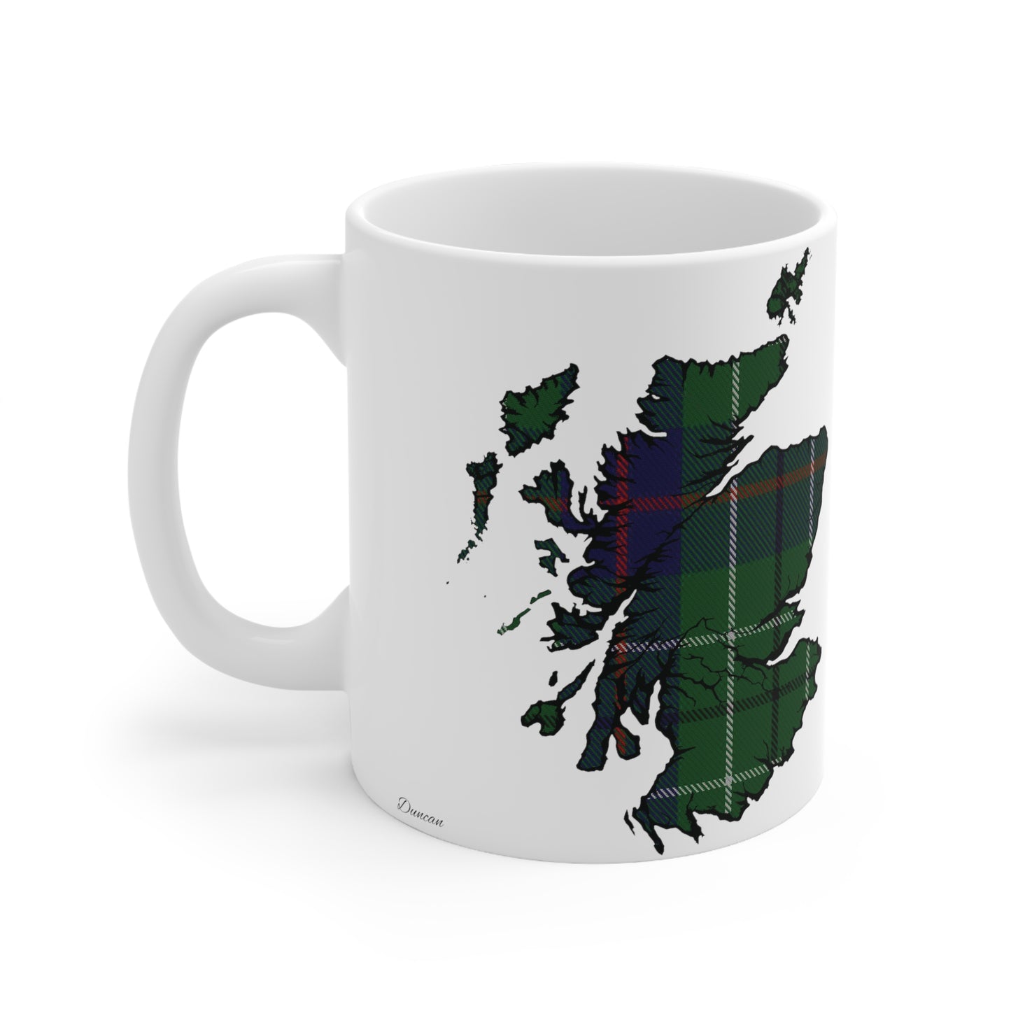 Duncan Tartan Scotland Map Mug, Coffee Cup, Tea Cup, Scotland, White