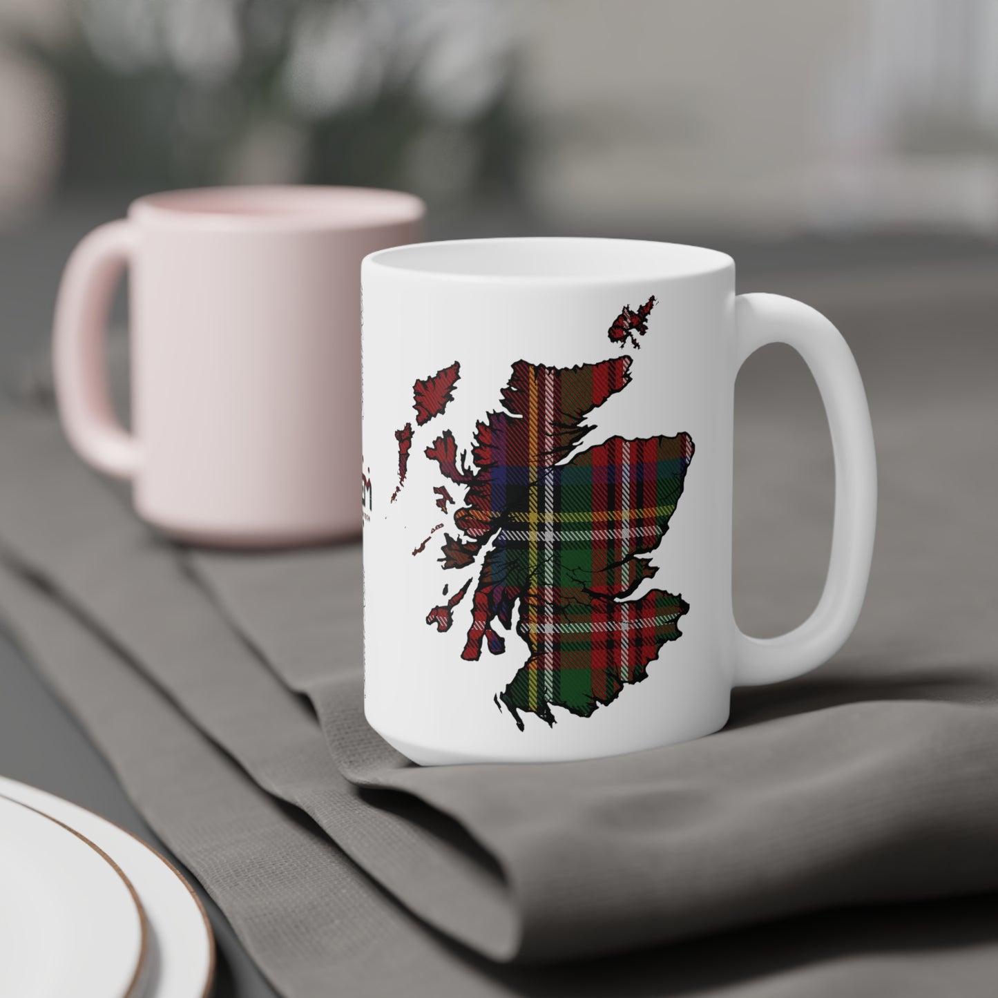 Scotland Tartan Map Mug - Stewart Royal Tartan, Various Sizes