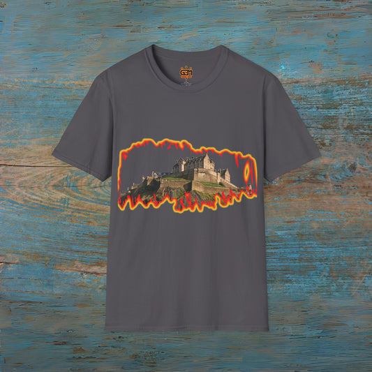 Edinburgh Castle Photo Fire Effect Unisex T-Shirt