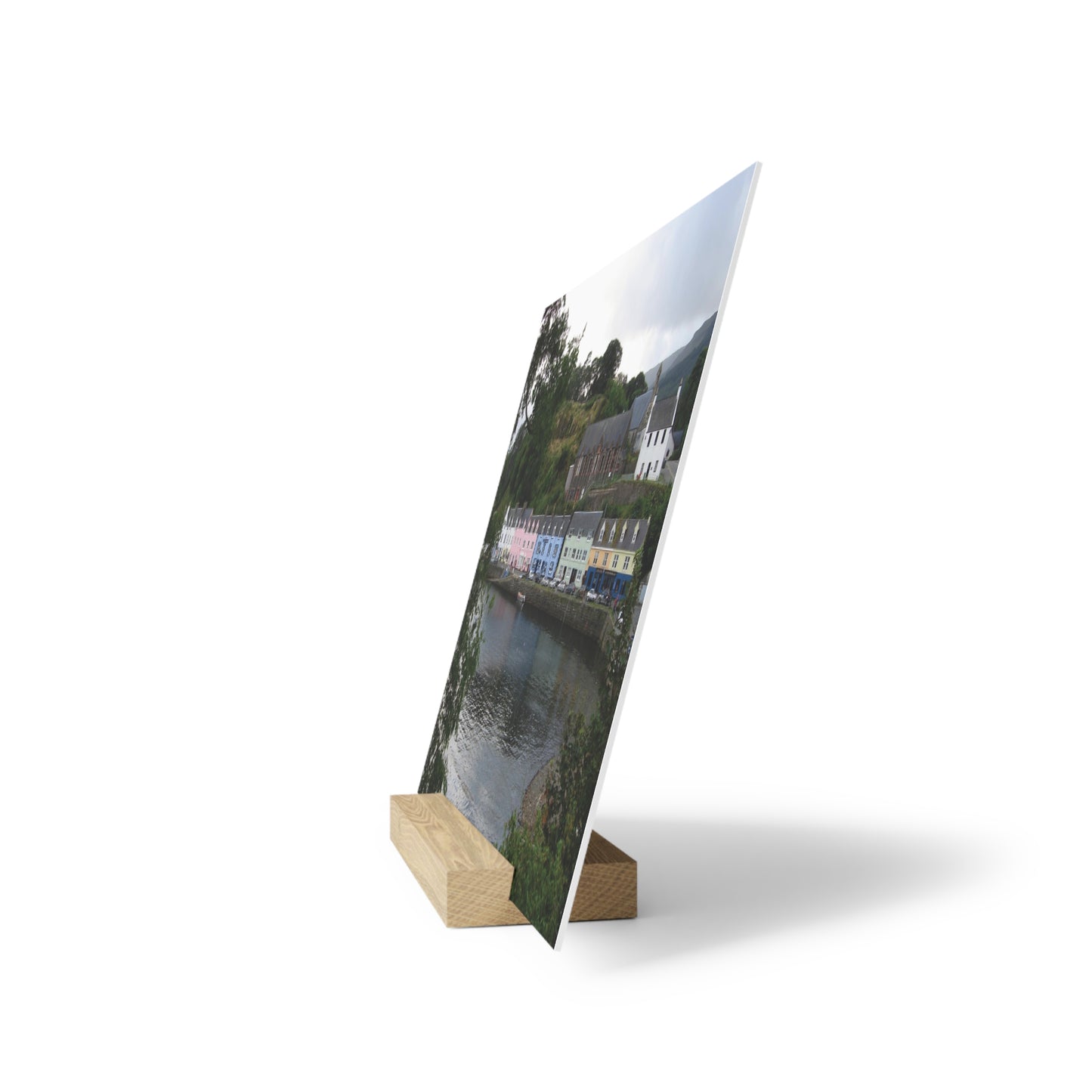 Photo Collection Gallery Stand Portree - Isle of Skye, Oak Picture Stand, Scotland Art, Scenery, Landmarks, Various Sizes