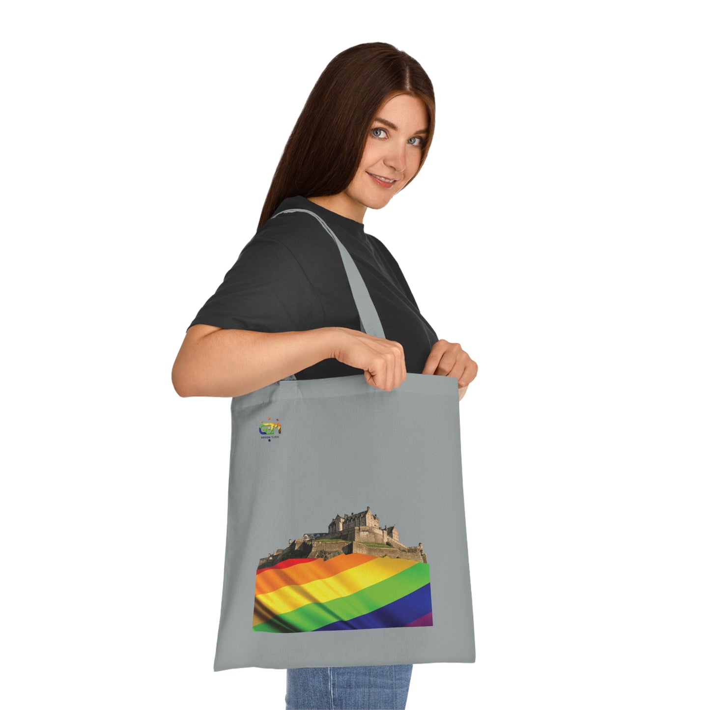Pride Flag Rock Edinburgh Castle Cotton Tote Bag