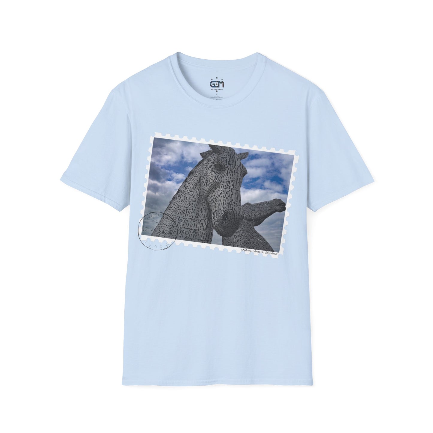 تي شيرت Postcard Kelpies Photo Softstyle، تي شيرت للجنسين، قميص اسكتلندا، ألوان مختلفة