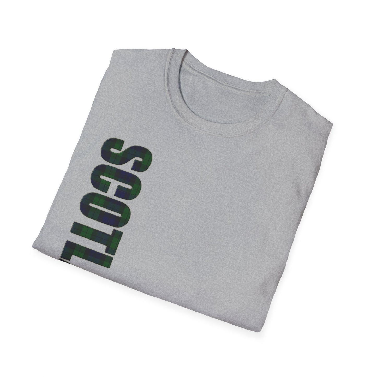 Tartan Scotland Lettrage Softstyle T-shirt unisexe, Black Watch Tartan Tee