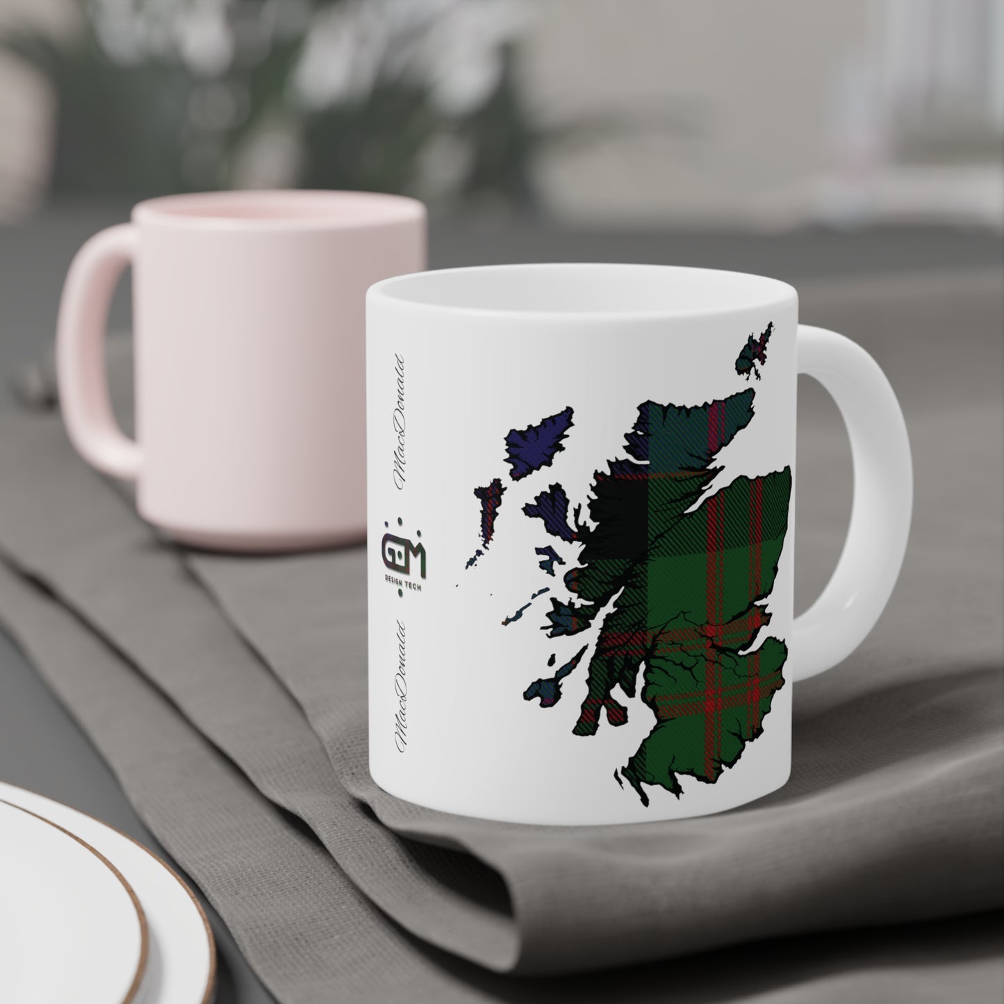Scotland Tartan Map Mug - MacDonald Tartan, Various Sizes
