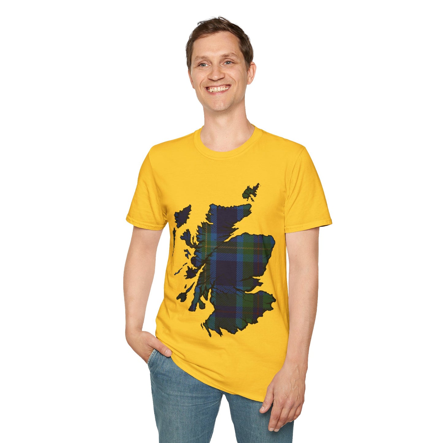Scotland Tartan Map Softstyle Unisex T-Shirt, Miller Tartan, Various Colours