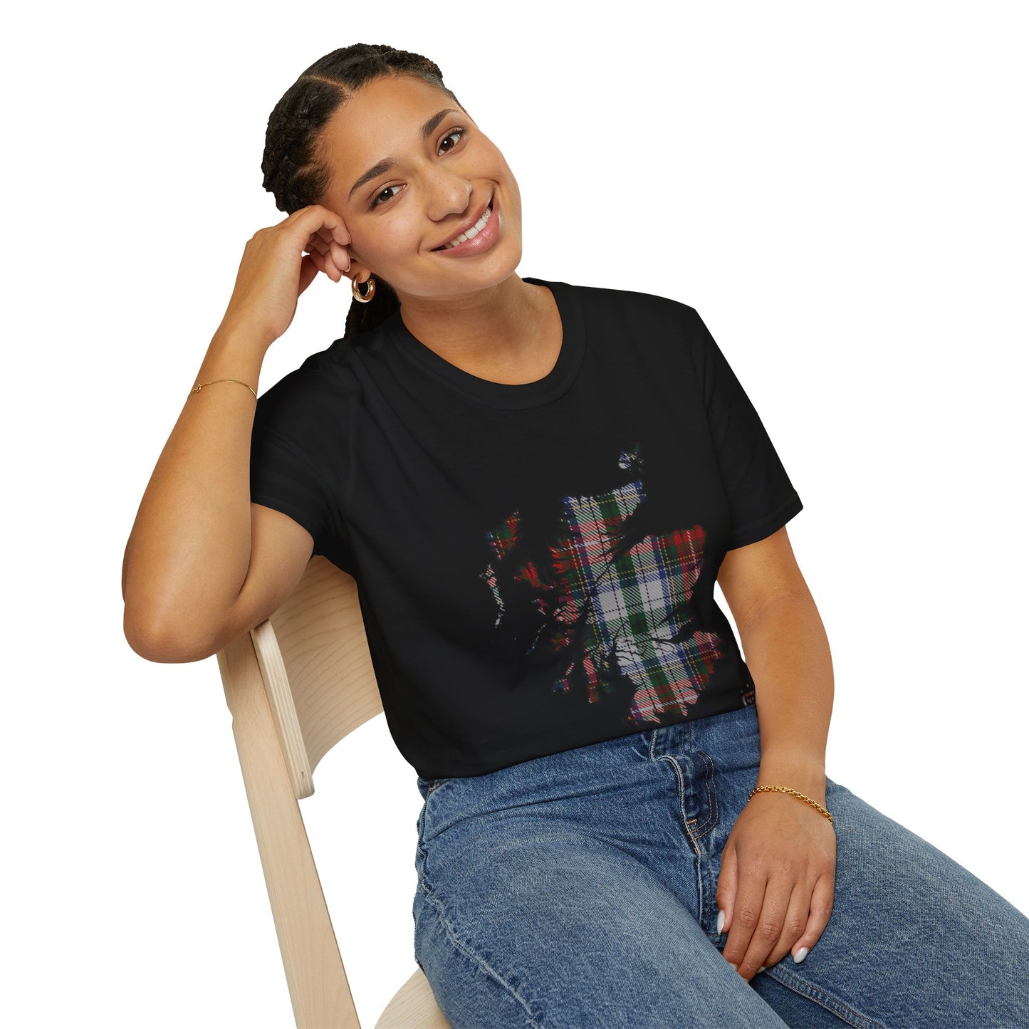 Tartan Scotland Map Softstyle Unisex T-Shirt - Stewart Tartan Tee