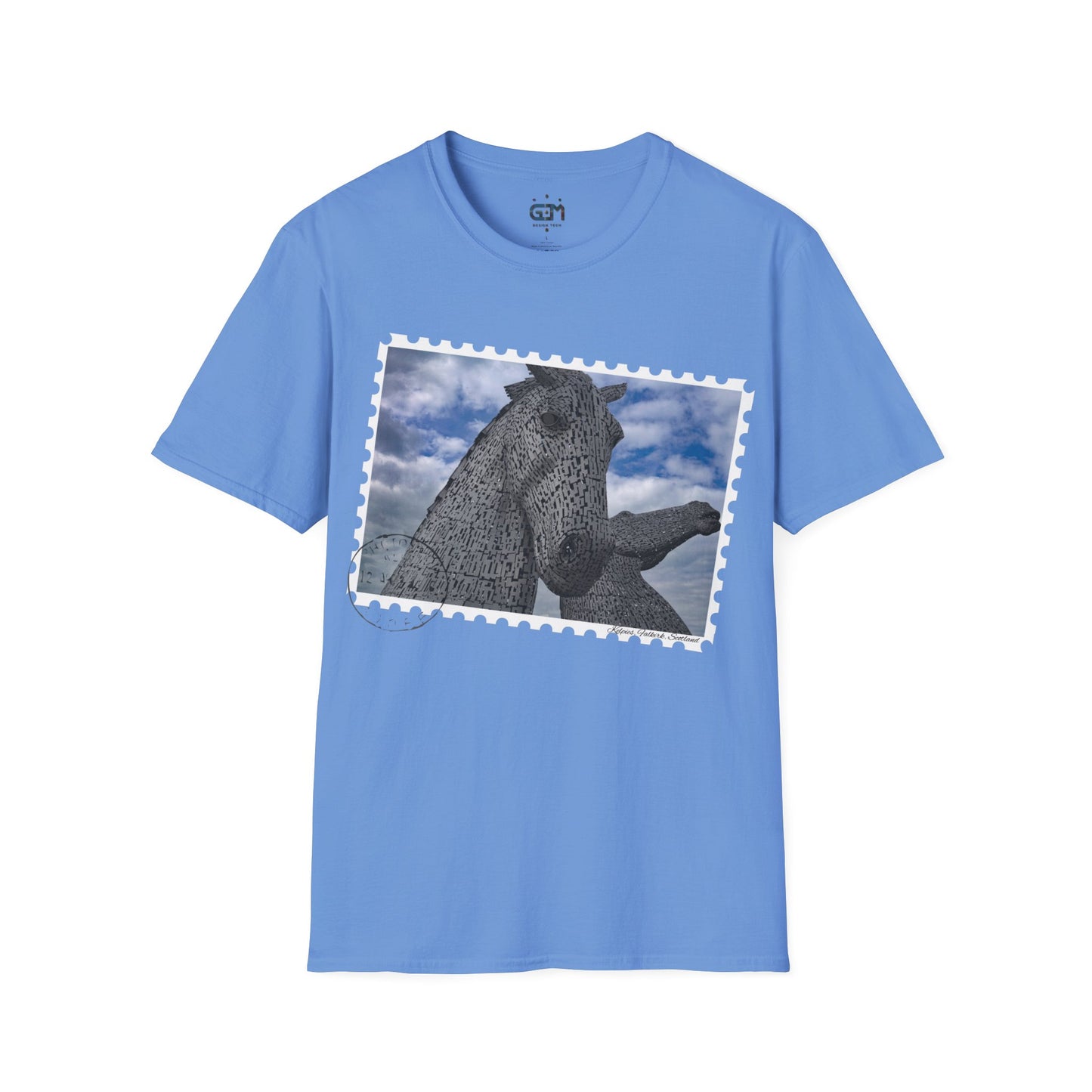 تي شيرت Postcard Kelpies Photo Softstyle، تي شيرت للجنسين، قميص اسكتلندا، ألوان مختلفة