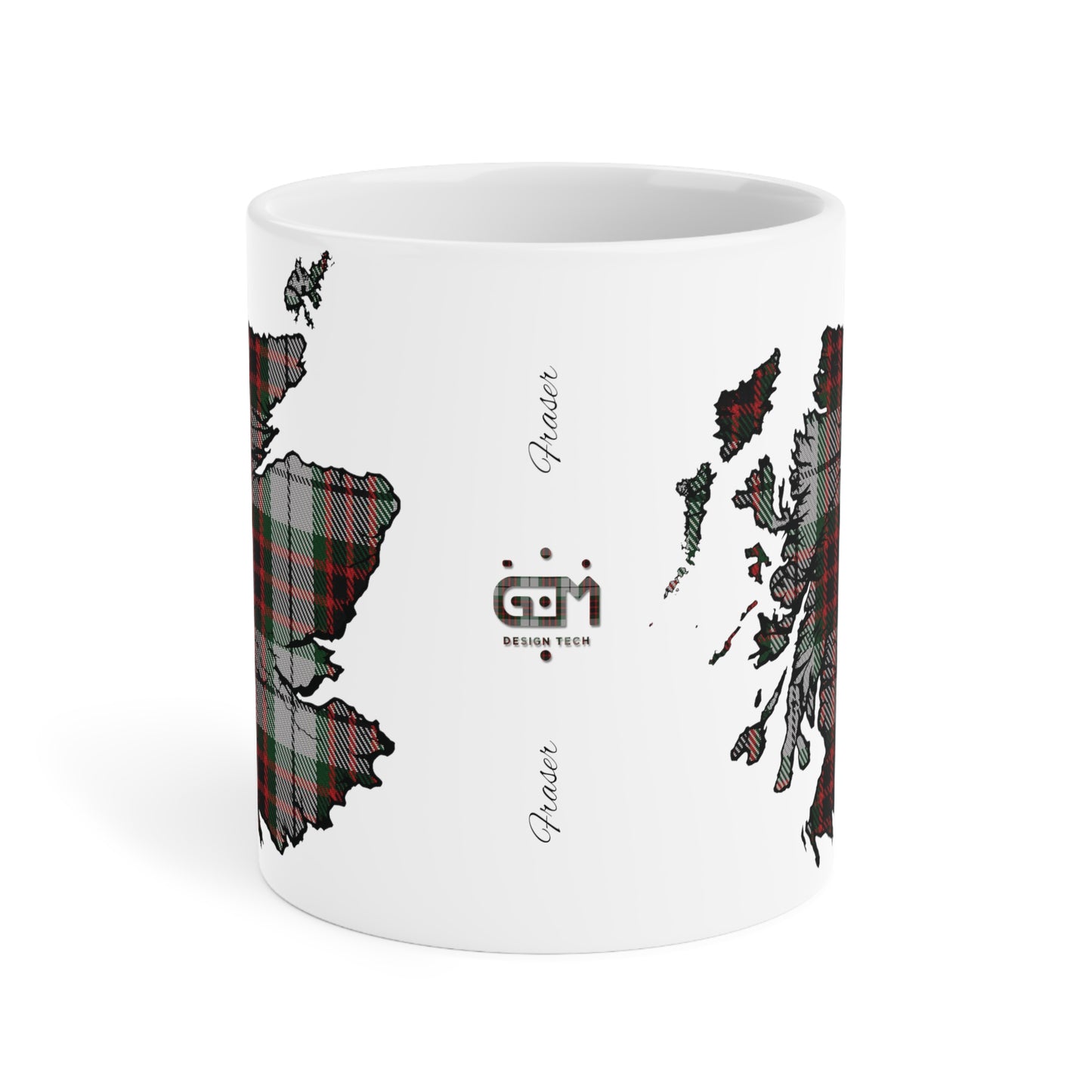 Scotland Tartan Map Mug - Fraser Tartan, Various Sizes