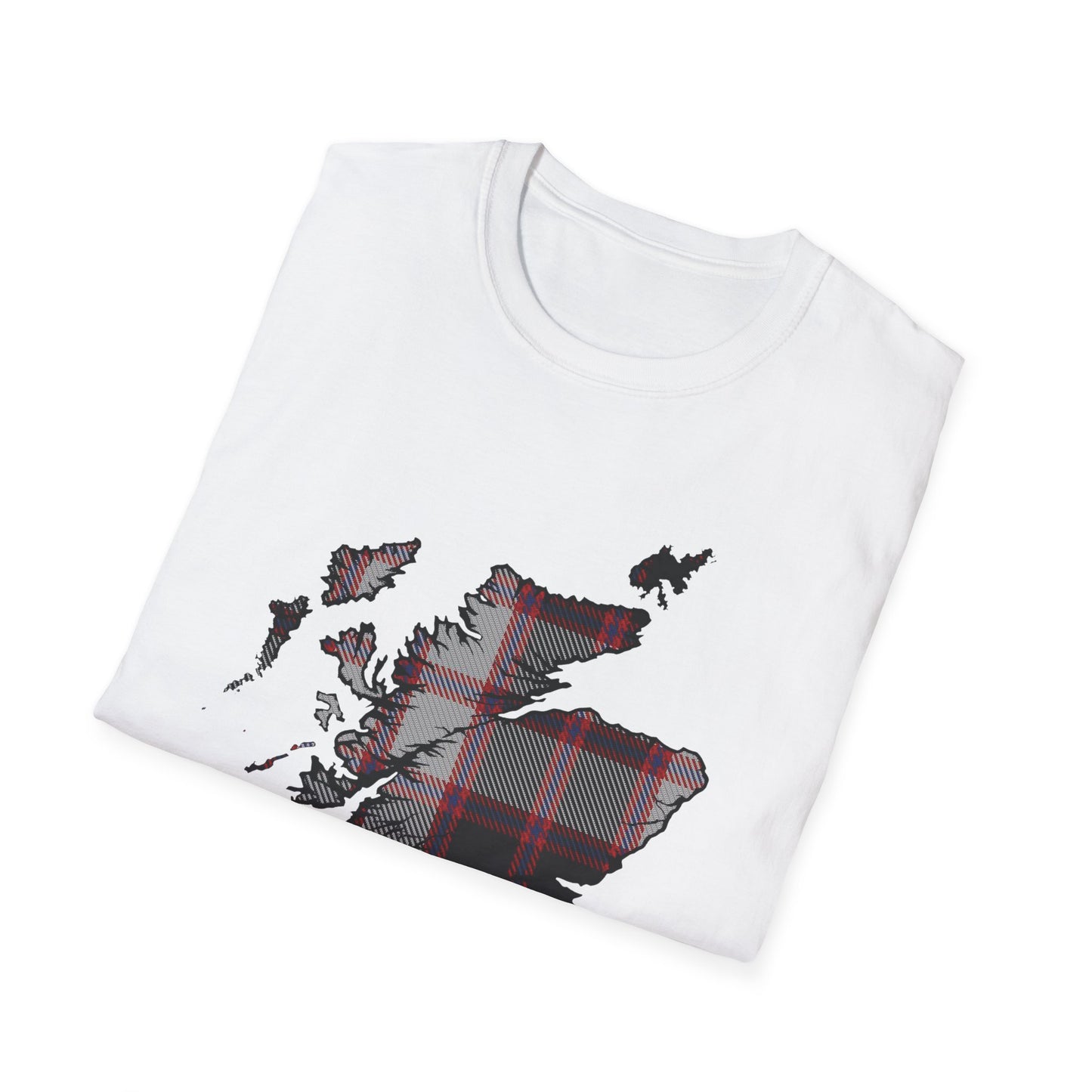 Tartan Scotland Map Softstyle Unisex T-Shirt - MacPherson Tartan Tee