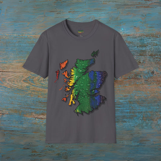 Pride Rain Scotland Map Unisex T-Shirt, Various Colours