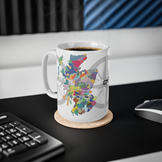 Carte des clans d'Écosse Art Mug, tasse à café, tasse à thé, blanc