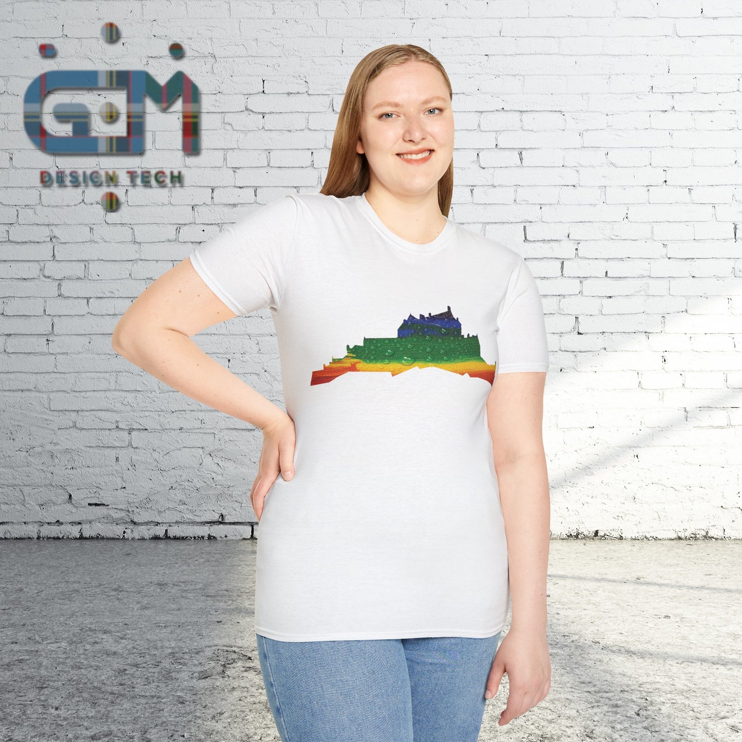 Edinburgh Castle Pride Rain Art Unisex T-Shirt