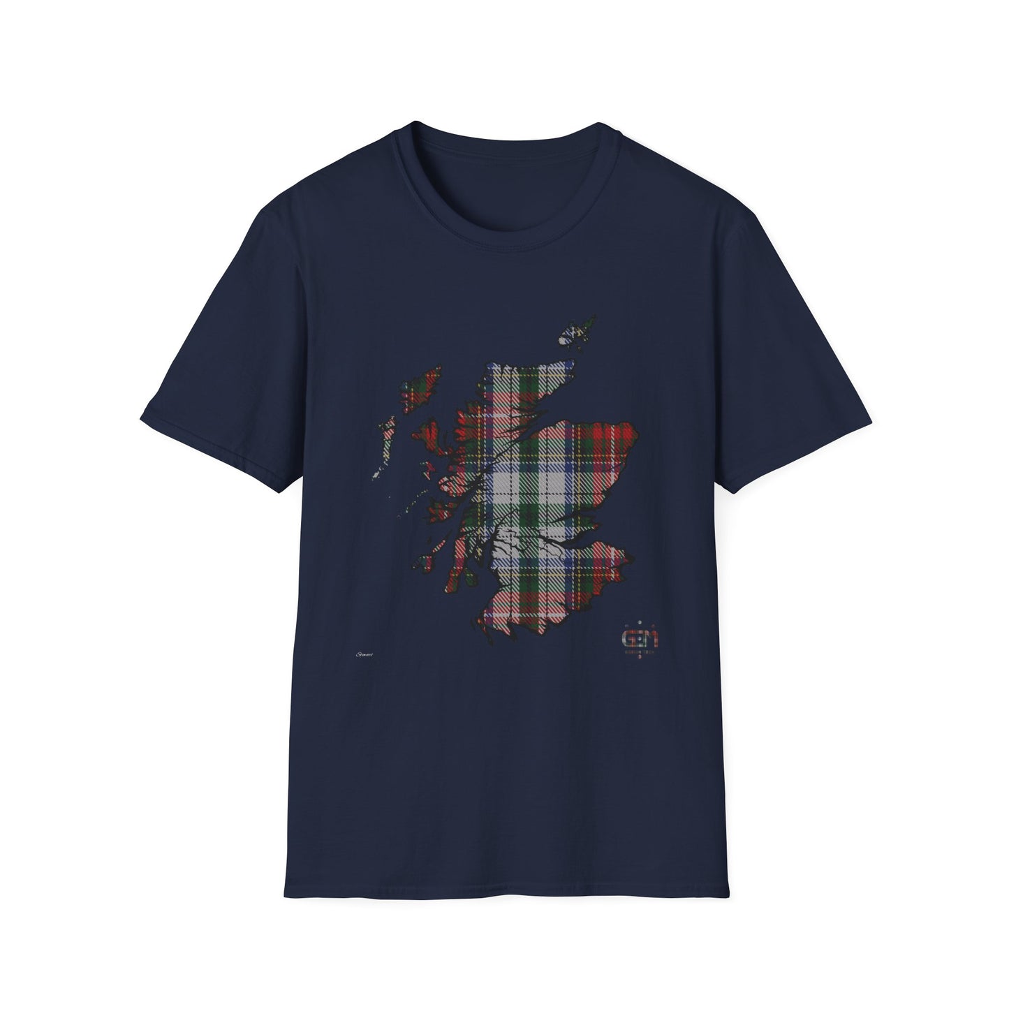 Tartan Scotland Map Softstyle Unisex T-Shirt - Stewart Tartan Tee