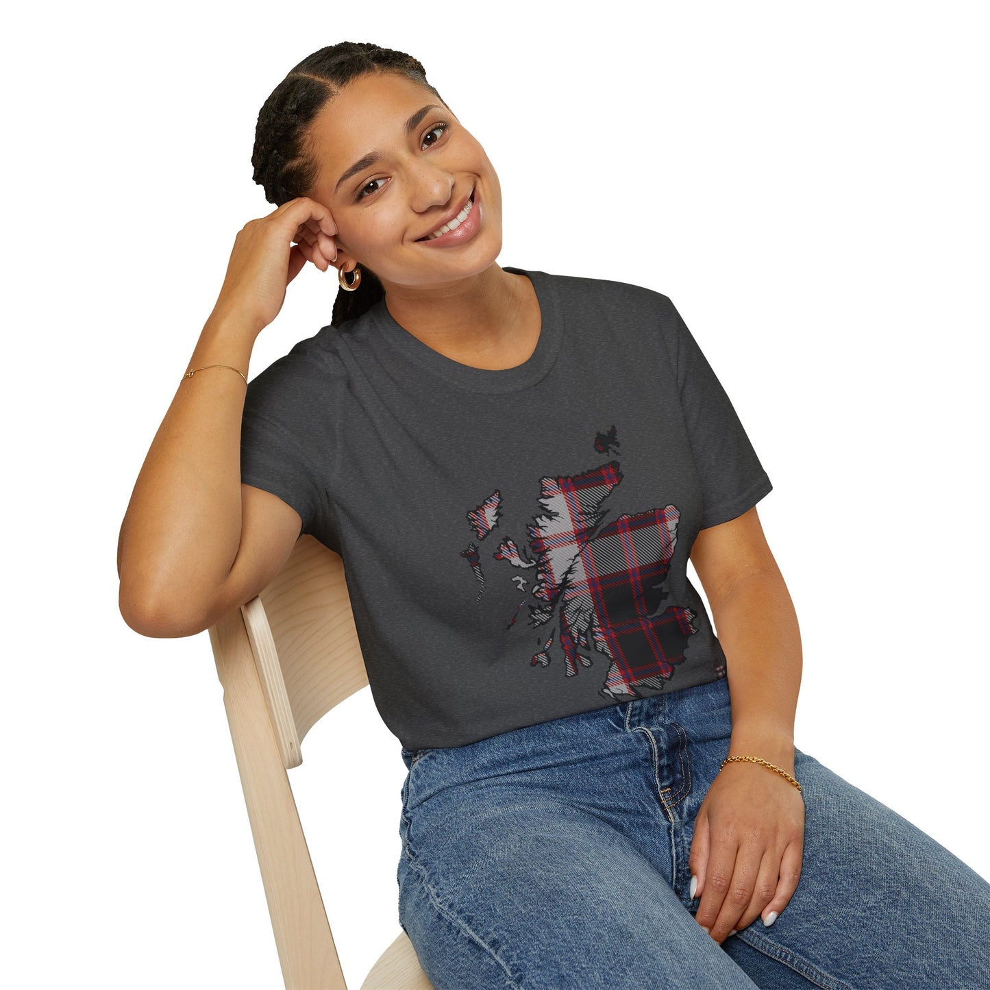 Tartan Scotland Map Softstyle Unisex T-Shirt - MacPherson Tartan Tee