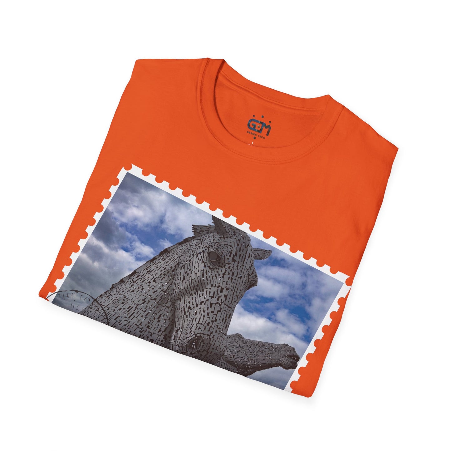 تي شيرت Postcard Kelpies Photo Softstyle، تي شيرت للجنسين، قميص اسكتلندا، ألوان مختلفة