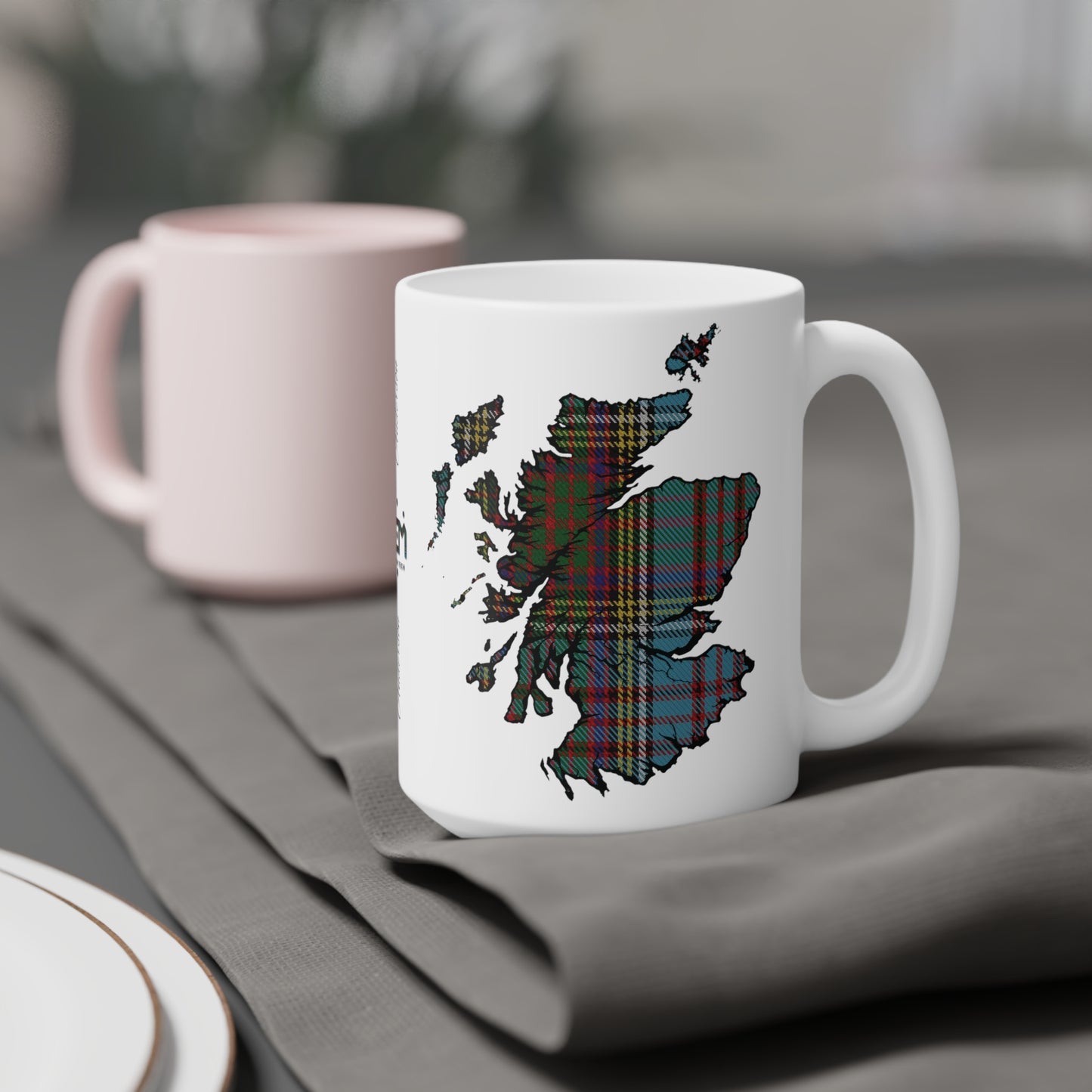 Scotland Tartan Map Mug - Anderson Tartan, Various Sizes