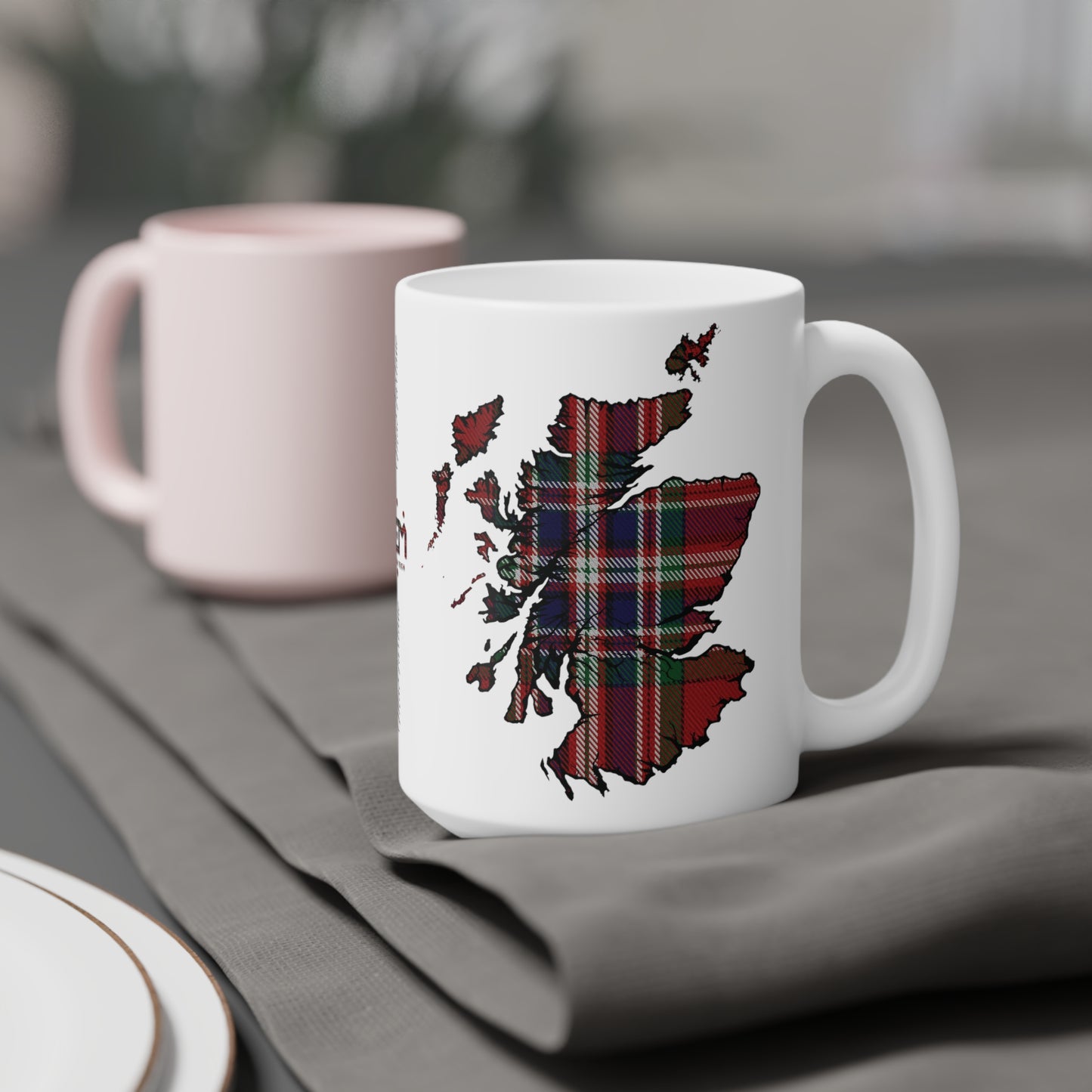 Scotland Tartan Map Mug - MacFarlane Tartan, Various Sizes