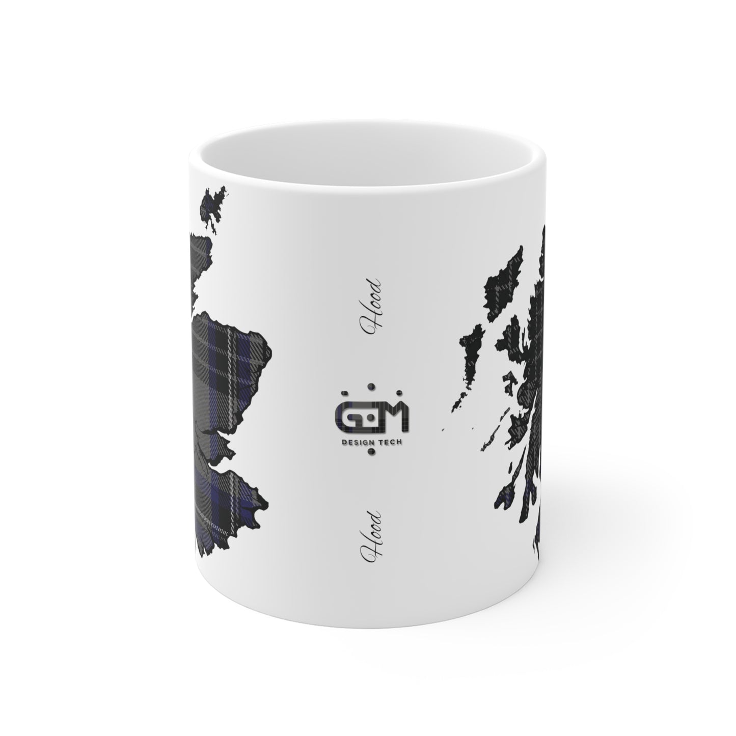 Scotland Tartan Map Mug - Hood Tartan, Various Sizes