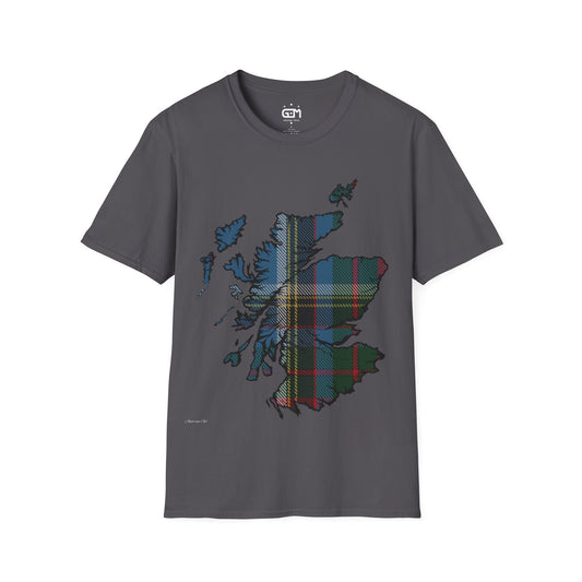 Scotland Tartan Map Softstyle T-Shirt unisexe, Anderson Old Tartan, différentes couleurs