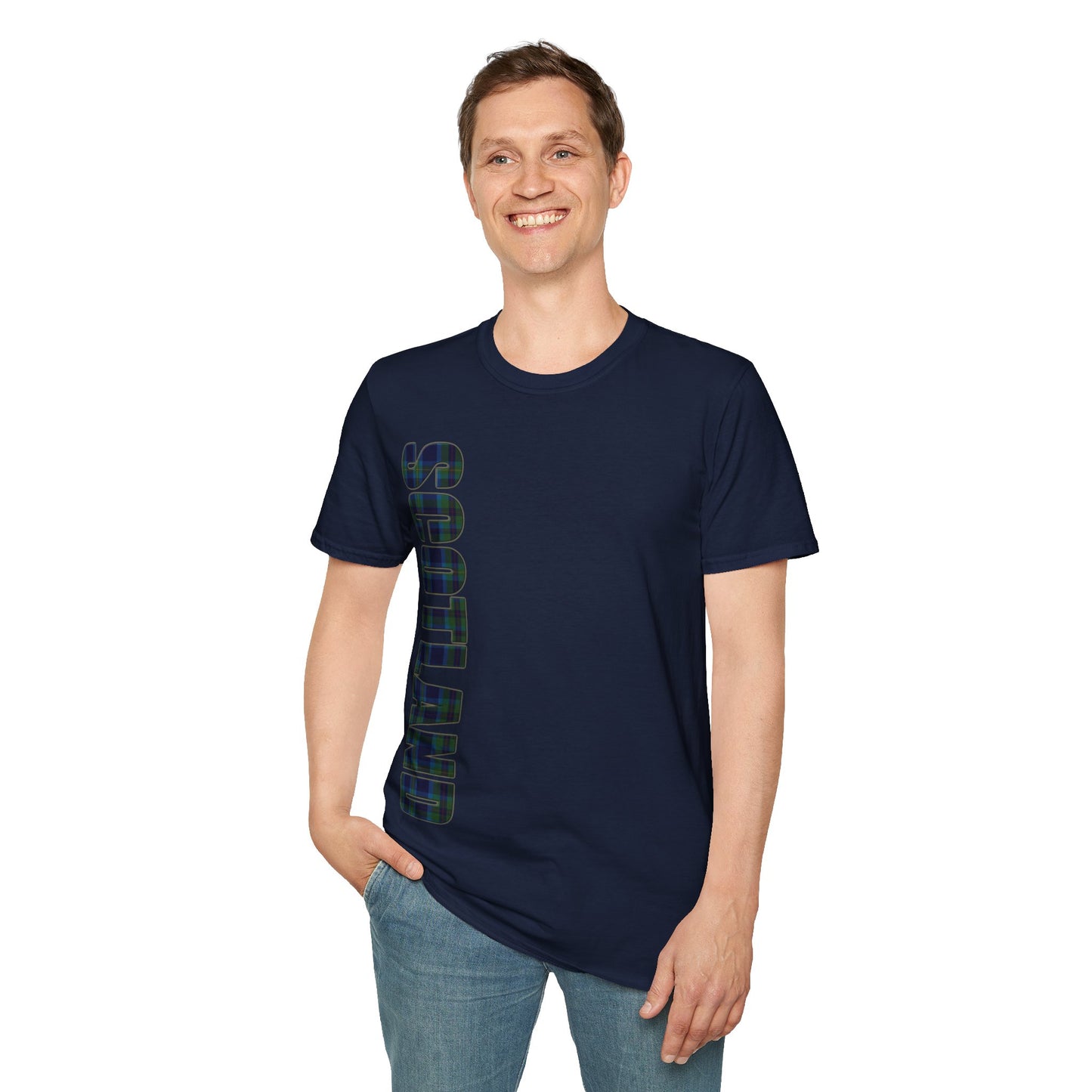 Scotland Lettering Miller Tartan Softstyle T-Shirt, Unisex Tee, Various Colours