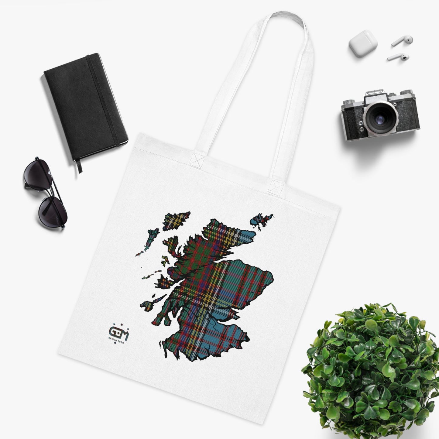 Sac fourre-tout en coton réversible avec carte tartan d'Écosse - Anderson Tartan
