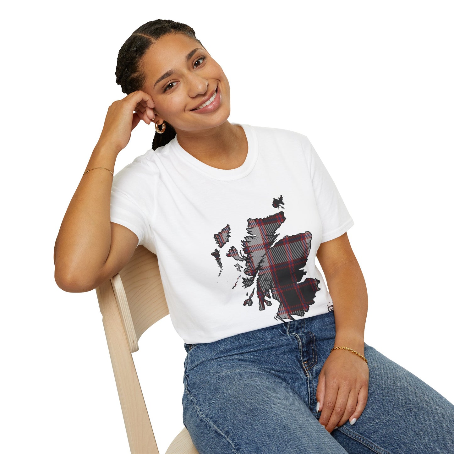 Tartan Scotland Map Softstyle Unisex T-Shirt - MacPherson Tartan Tee