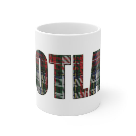 Scotland Lettering Tartan Mug 11oz, Stewart Tartan