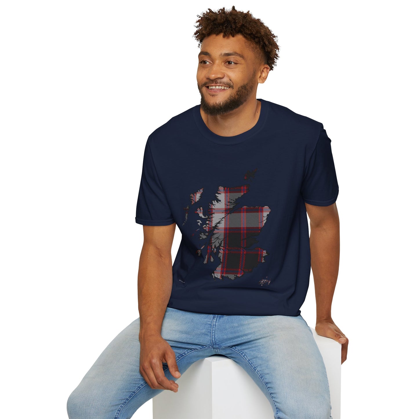 Tartan Scotland Map Softstyle Unisex T-Shirt - MacPherson Tartan Tee