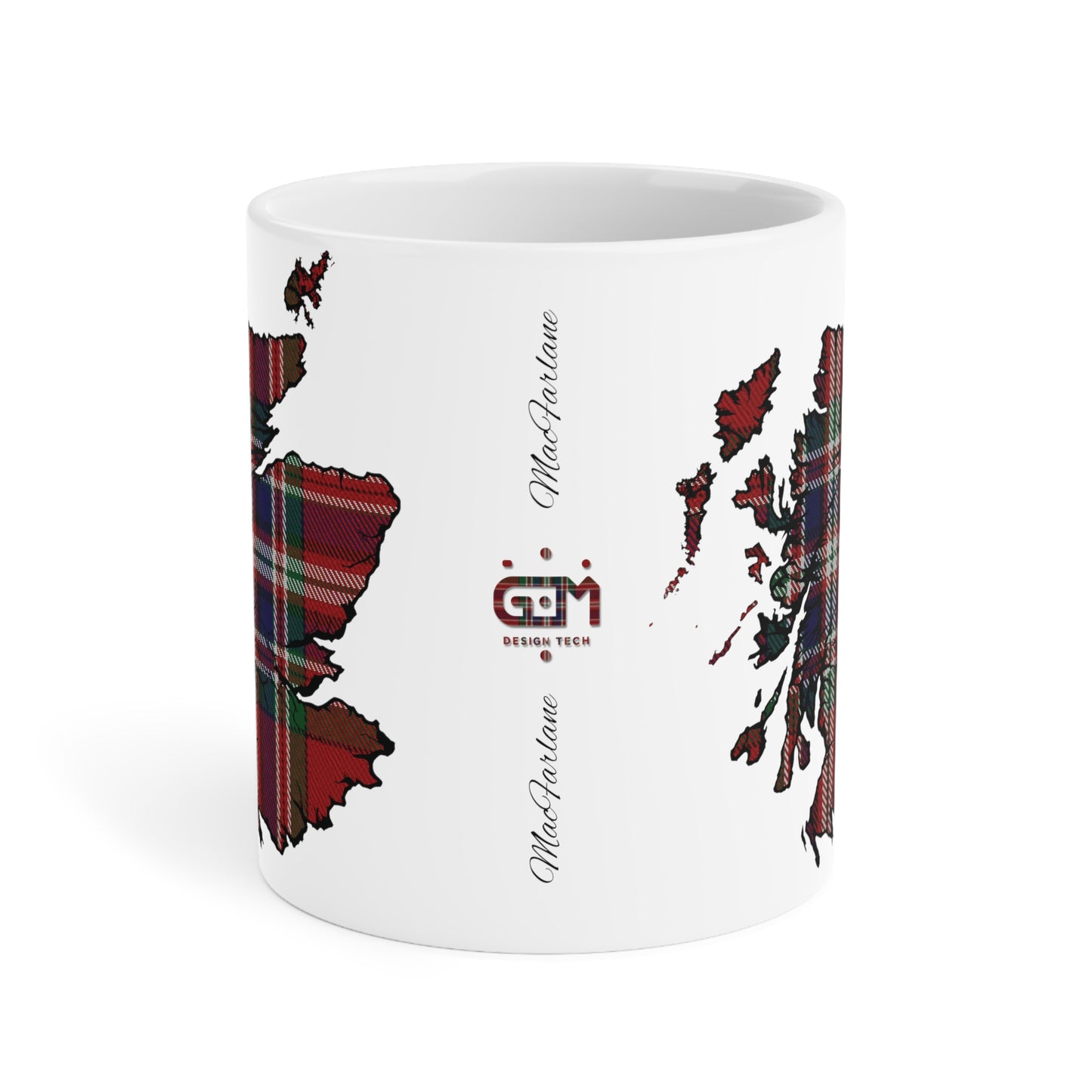 Scotland Tartan Map Mug - MacFarlane Tartan, Various Sizes