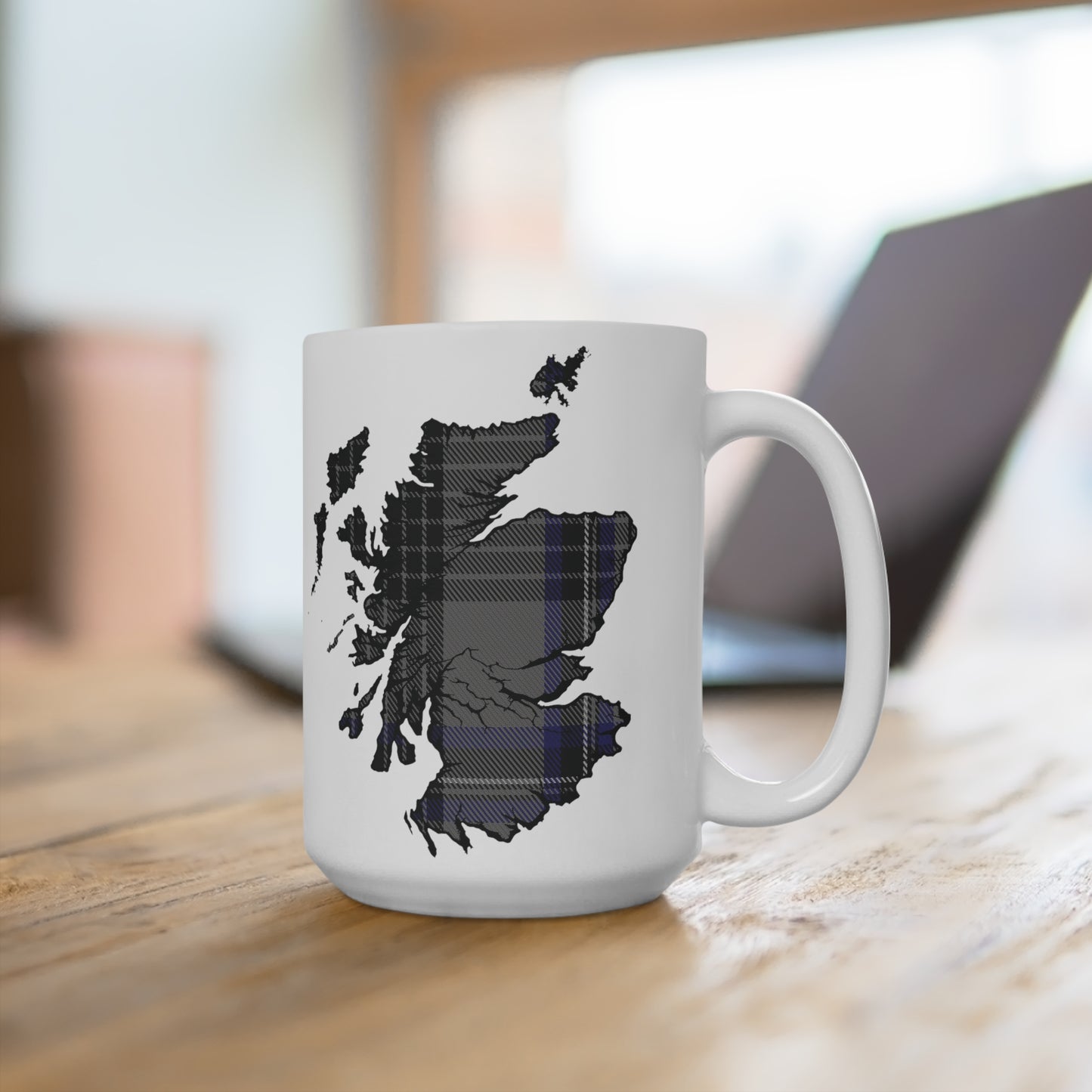 Scotland Tartan Map Mug - Hood Tartan, Various Sizes