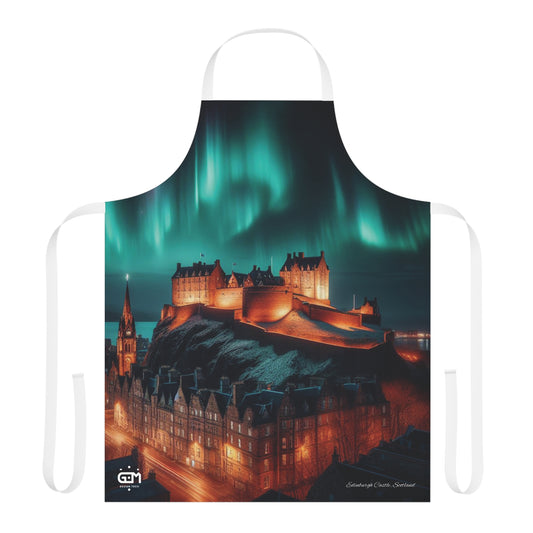 Edinburgh Castle Northern Lights Apron, Scotland Apron, Scottish Art, Scotland Landmarks, Cooking Apparel, Chef Accessory, Edinburgh