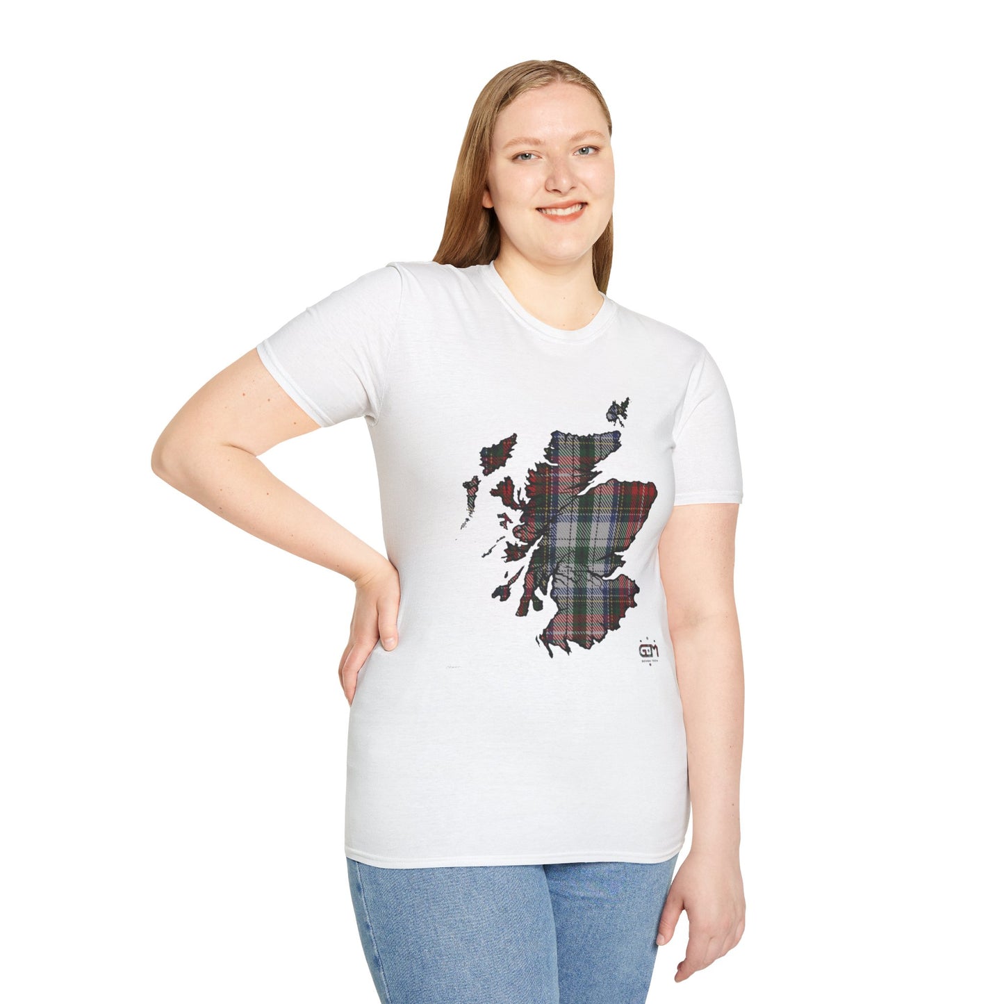 Tartan Scotland Map Softstyle Unisex T-Shirt - Stewart Tartan Tee