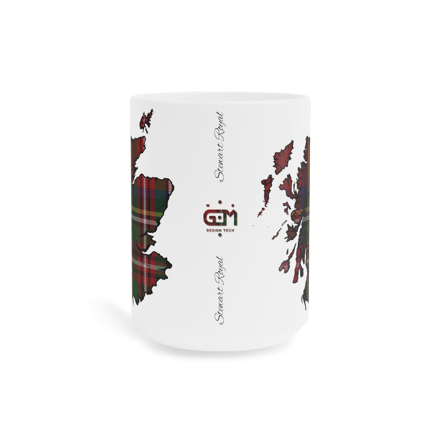 Scotland Tartan Map Mug - Stewart Royal Tartan, Various Sizes