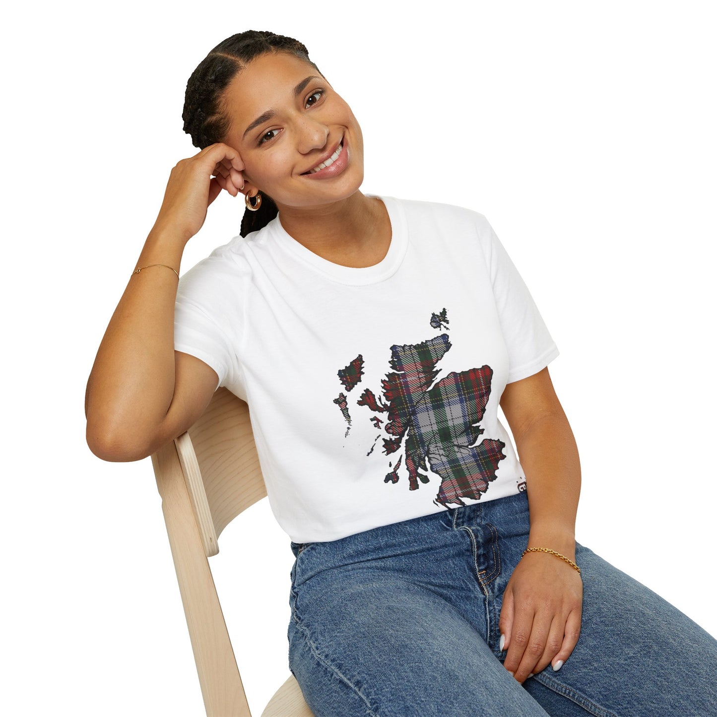 Tartan Scotland Map Softstyle Unisex T-Shirt - Stewart Tartan Tee