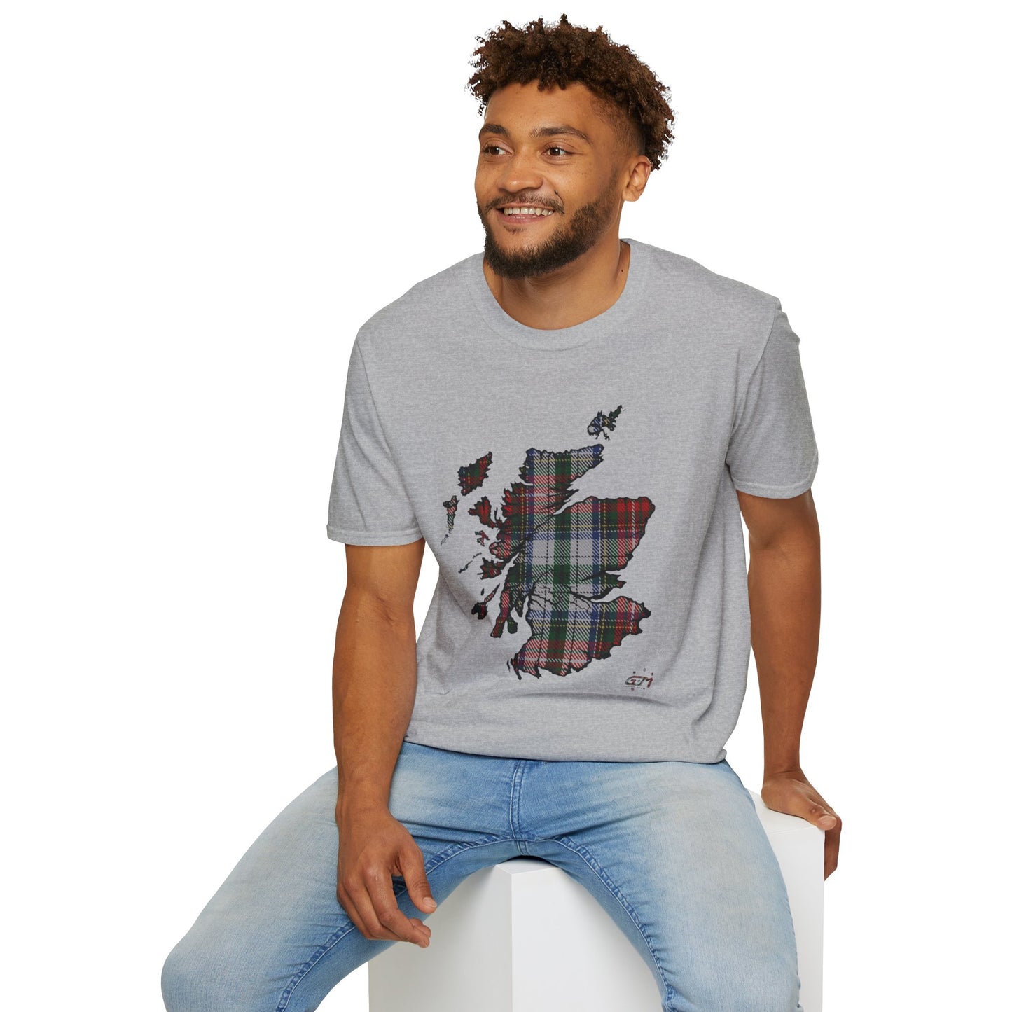 Tartan Scotland Map Softstyle Unisex T-Shirt - Stewart Tartan Tee
