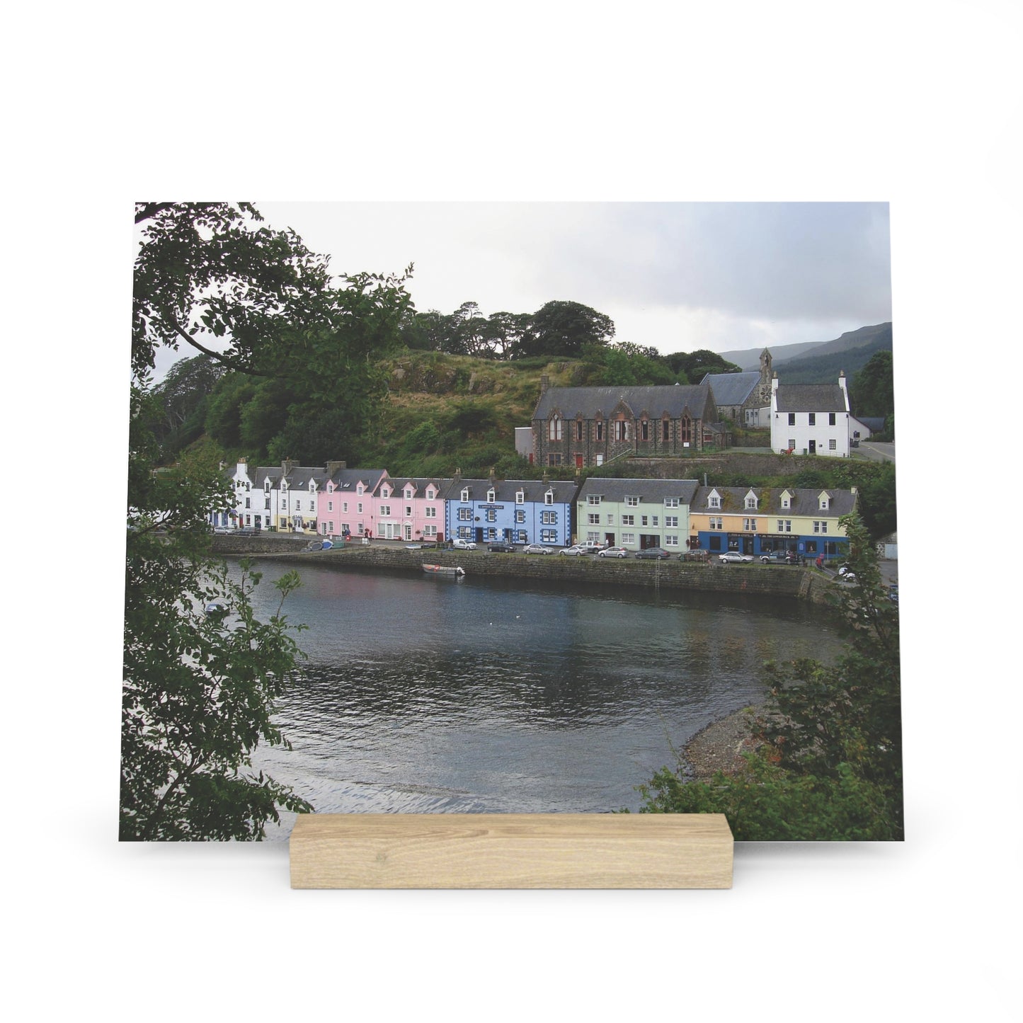 Photo Collection Gallery Stand Portree - Isle of Skye, Oak Picture Stand, Scotland Art, Scenery, Landmarks, Various Sizes