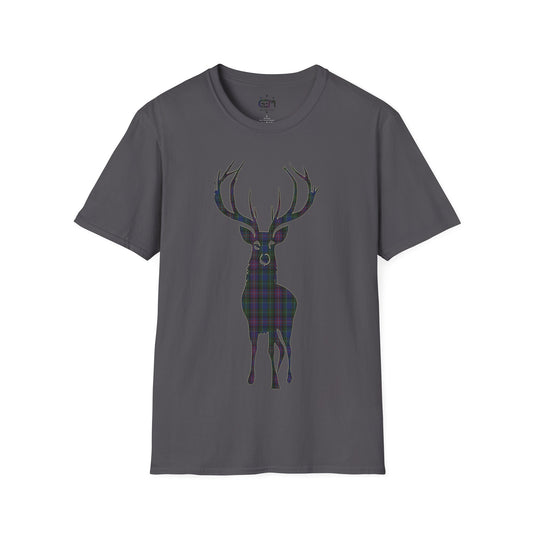 Tartan Stag Softstyle T-Shirt - Rankin Tartan, Tee unisexe, Paysage écossais, Différentes couleurs