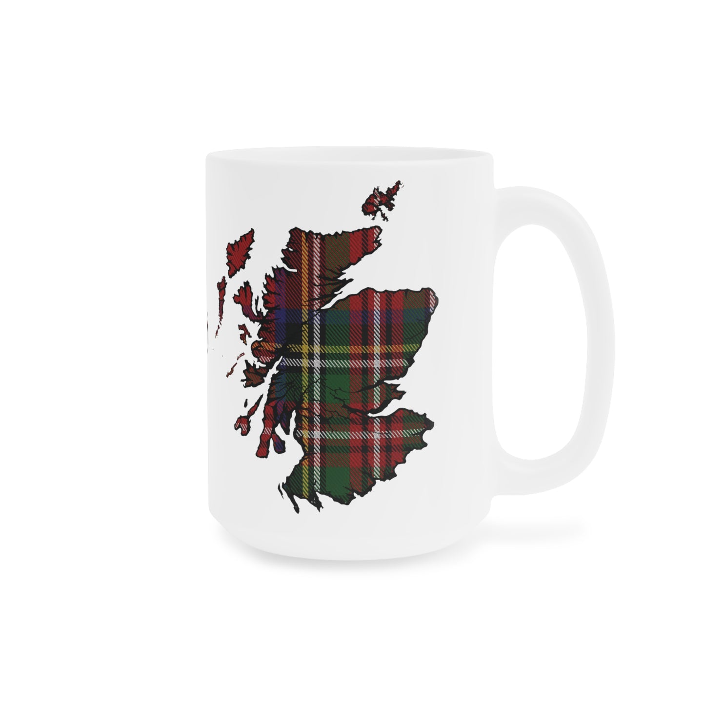 Scotland Tartan Map Mug - Stewart Royal Tartan, Various Sizes
