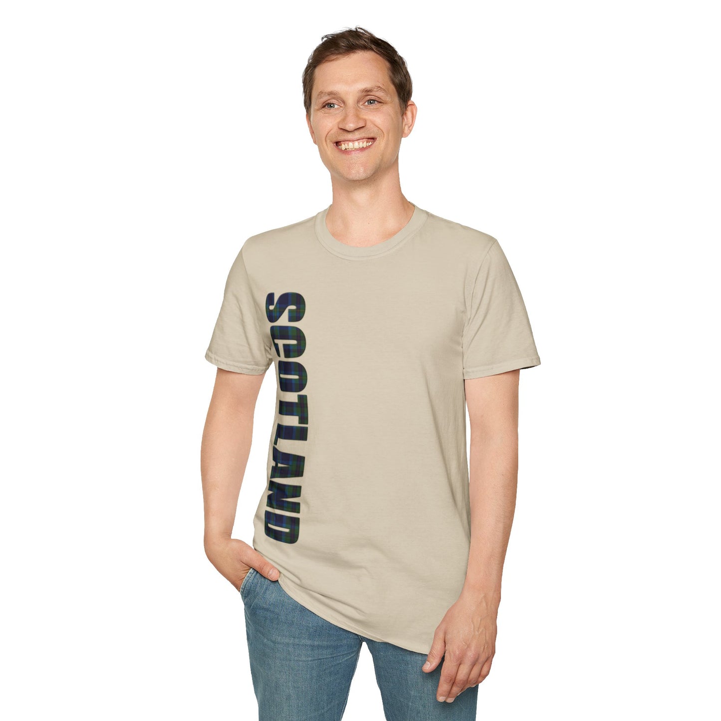 Scotland Lettering Miller Tartan Softstyle T-Shirt, Unisex Tee, Various Colours