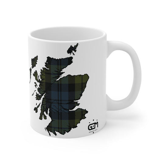 Campbell Tartan Scotland Map Mug, Tasse à café, Tasse à thé, Écosse, Blanc