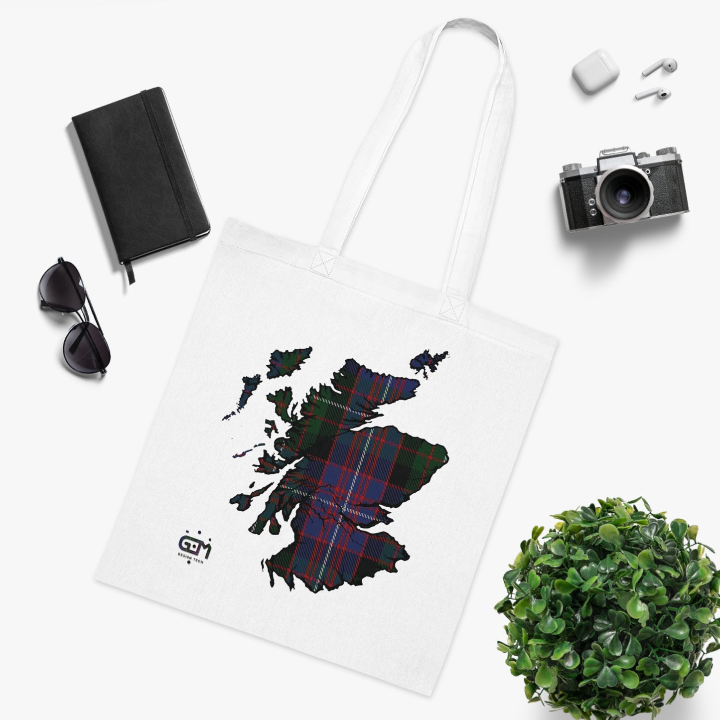 Sac fourre-tout en coton réversible avec carte tartan d'Écosse - Rankin Tartan
