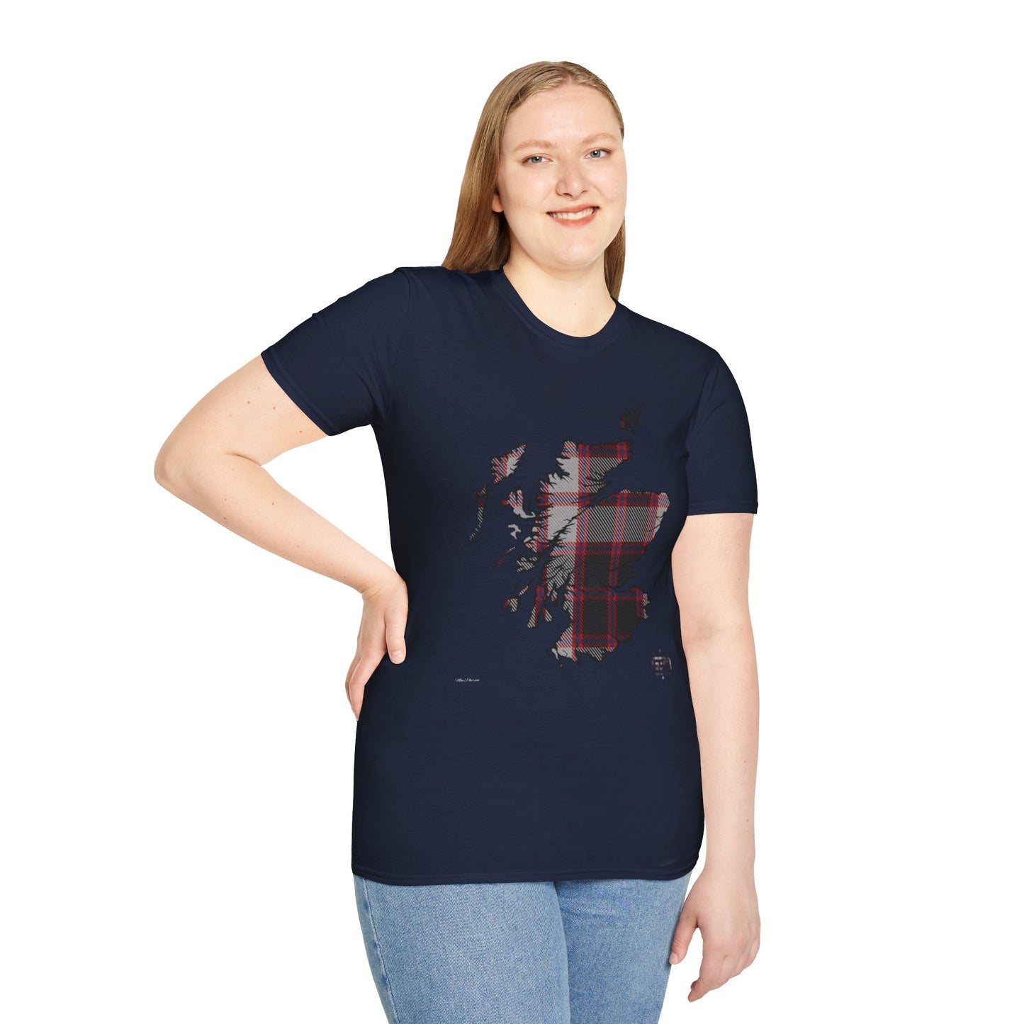 Tartan Scotland Map Softstyle Unisex T-Shirt - MacPherson Tartan Tee