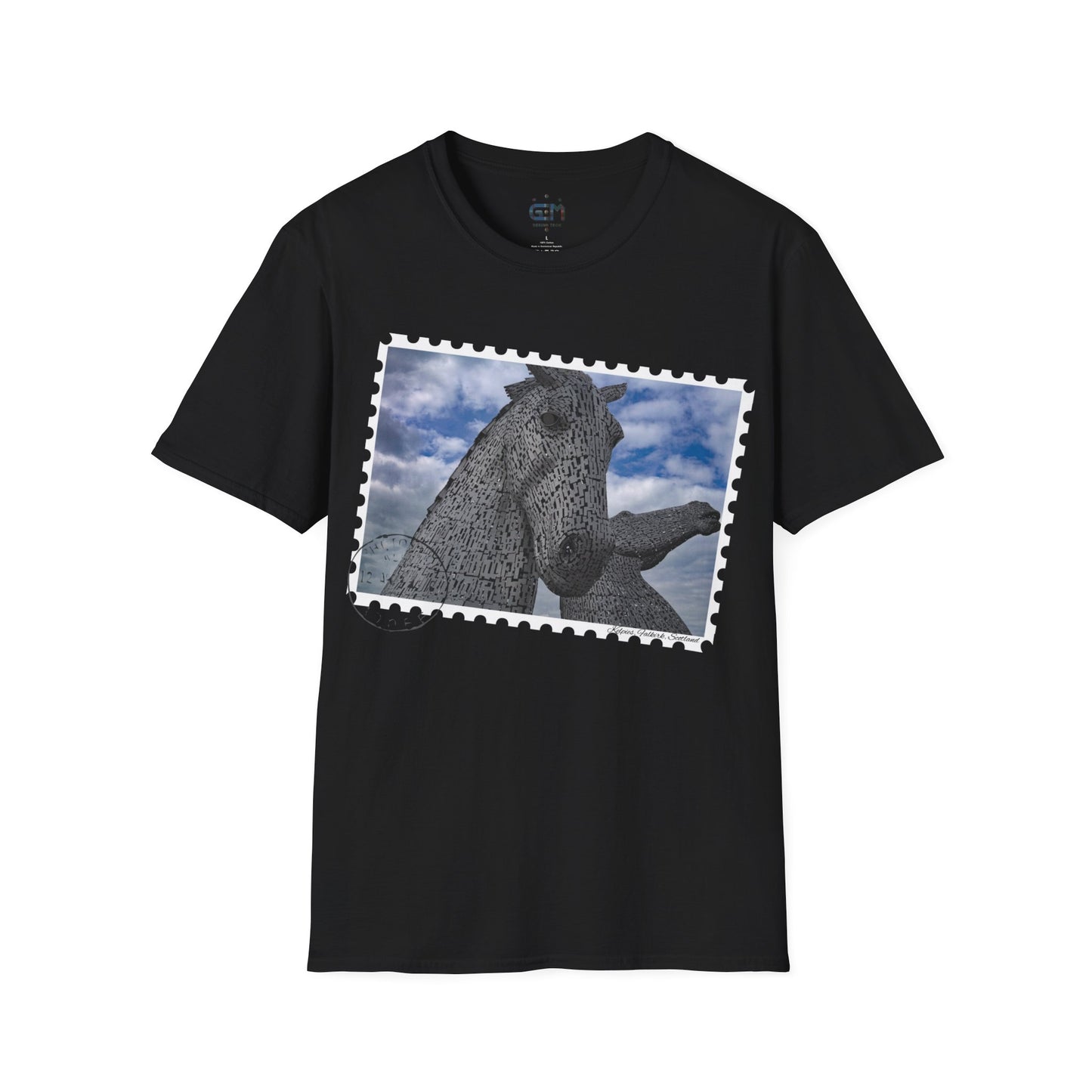 تي شيرت Postcard Kelpies Photo Softstyle، تي شيرت للجنسين، قميص اسكتلندا، ألوان مختلفة