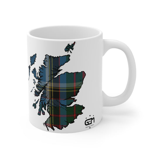 Anderson Old Tartan Scotland Map Mug, Tasse à café, Tasse à thé, Écosse, Blanc