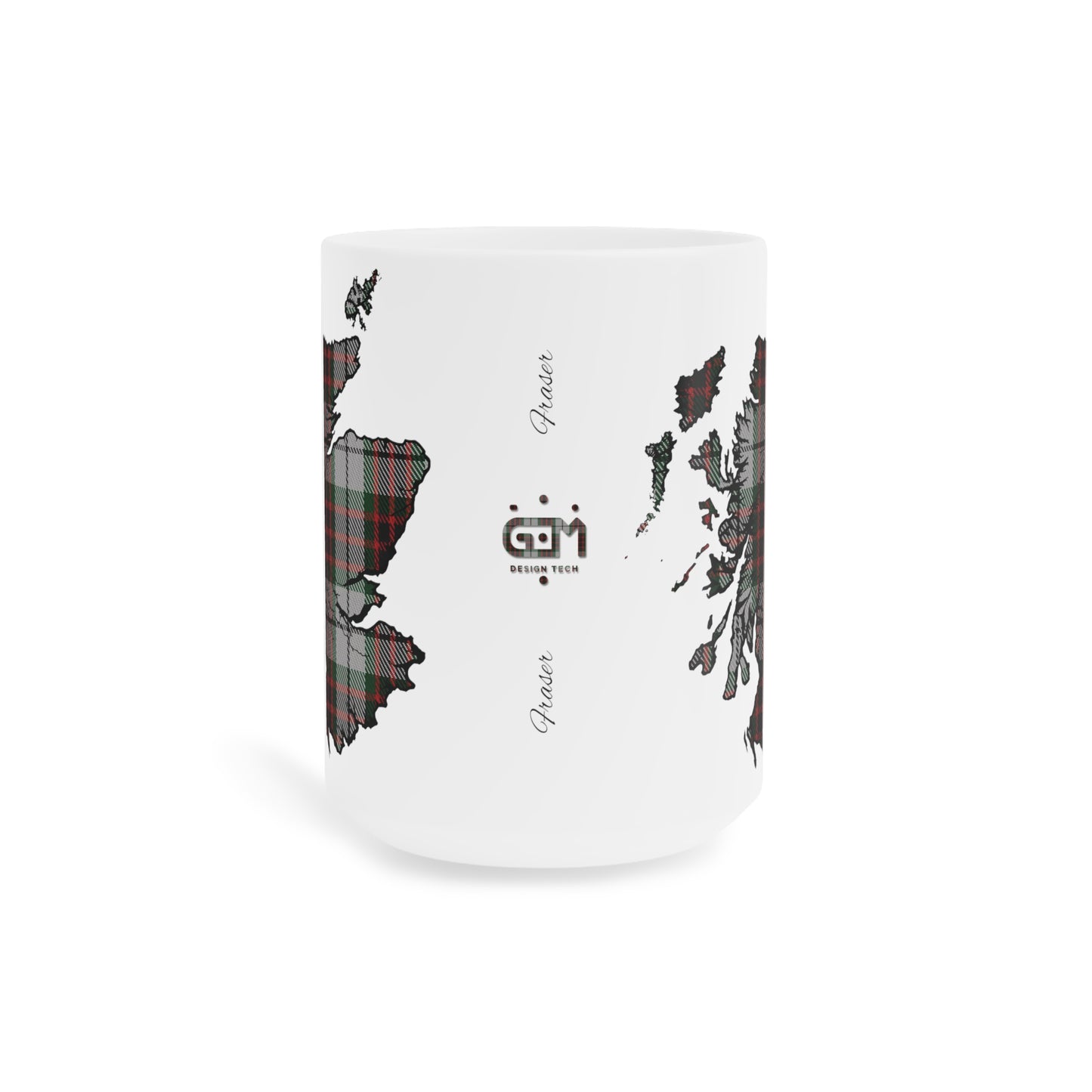 Scotland Tartan Map Mug - Fraser Tartan, Various Sizes