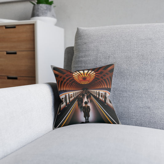 Coussin carré de métro orange mécanique de Glasgow, différentes tailles