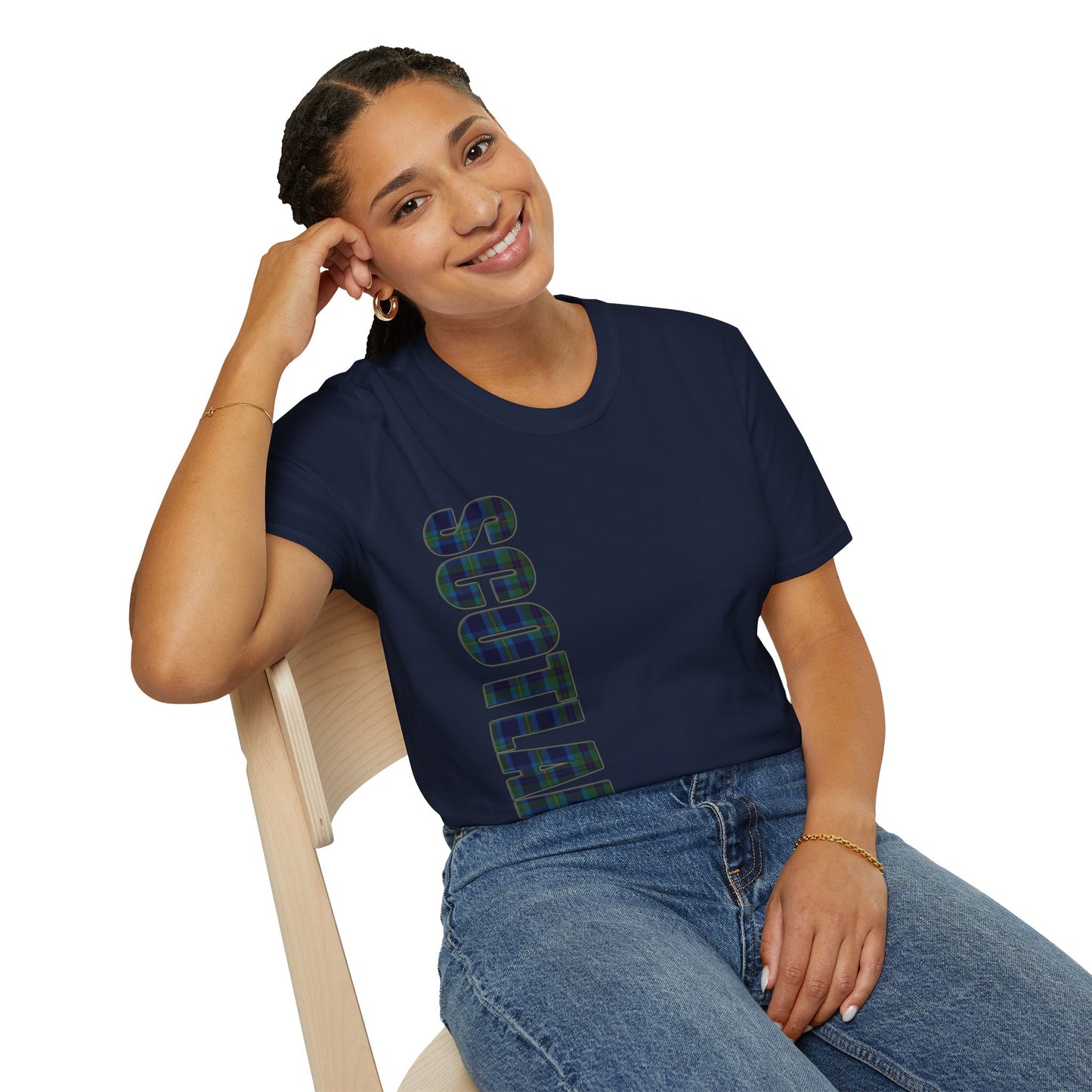 Scotland Lettering Miller Tartan Softstyle T-Shirt, Unisex Tee, Various Colours